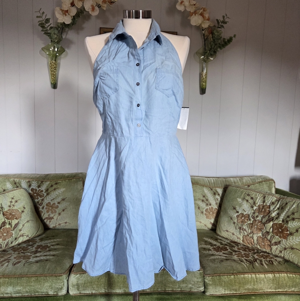 Derek Heart Sky Blue Backless Dress